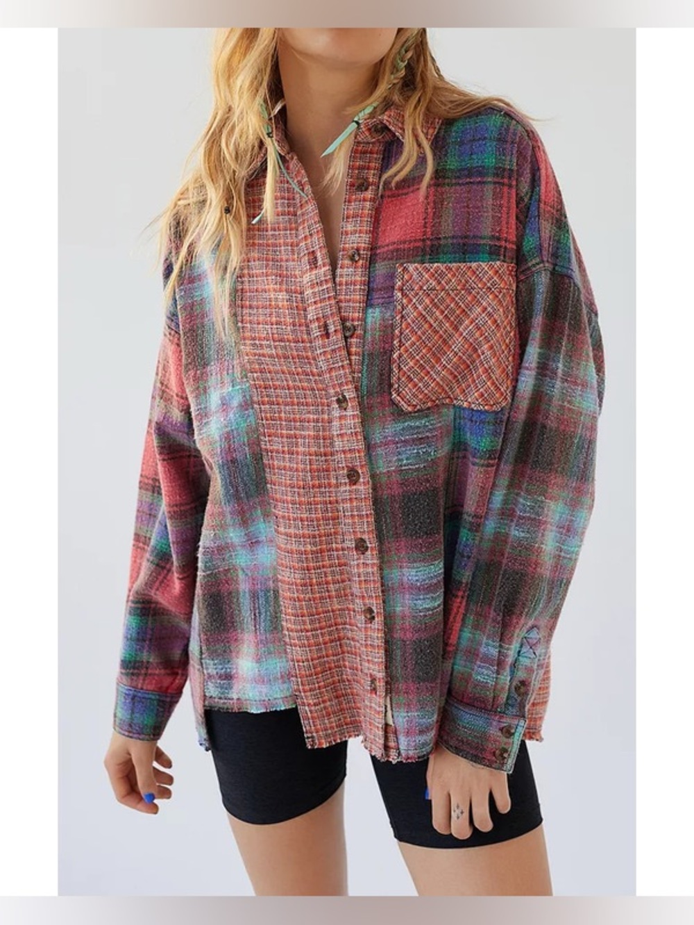 BDG Robbie Spliced Flannel Shirt